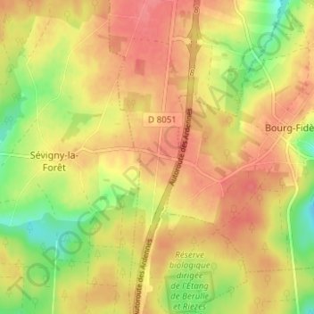 Mapa topográfico Le Cheval Blanc, altitud, relieve