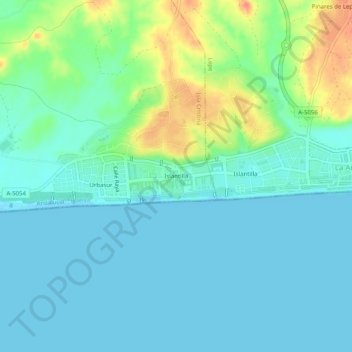 Mapa topográfico Islantilla, altitud, relieve