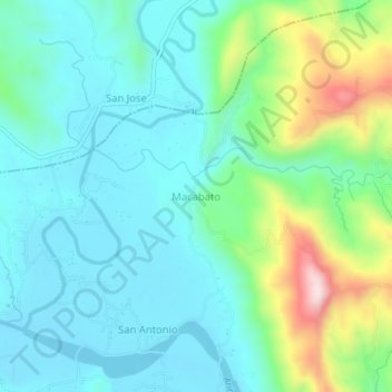 Mapa topográfico Macabato, altitud, relieve
