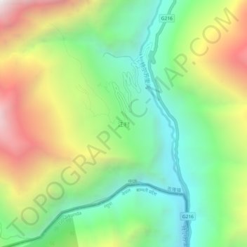 Mapa topográfico Chang, altitud, relieve