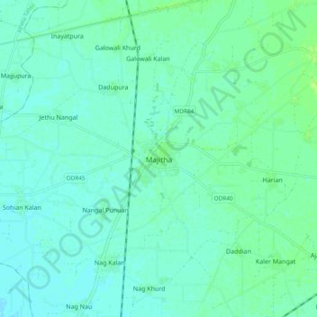 Mapa topográfico Majitha, altitud, relieve