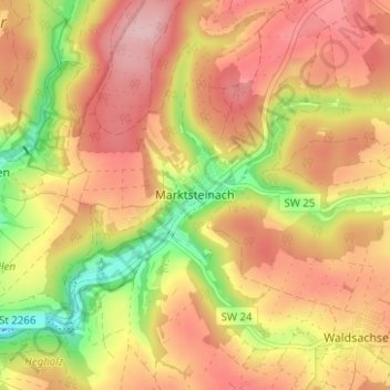 Mapa topográfico Marktsteinach, altitud, relieve