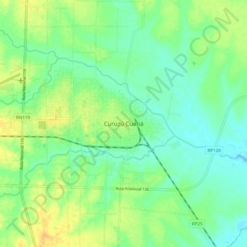 Mapa topográfico Curuzú Cuatiá, altitud, relieve