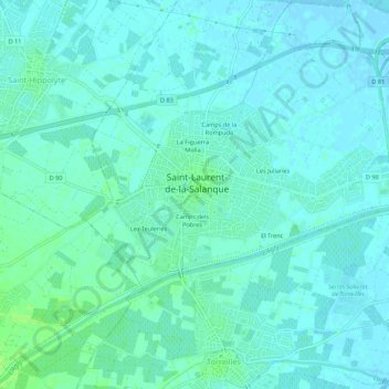 Mapa topográfico La Ville, altitud, relieve