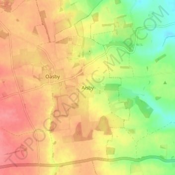 Mapa topográfico Aisby, altitud, relieve