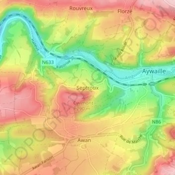 Mapa topográfico Septroux, altitud, relieve