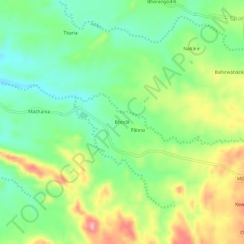 Mapa topográfico Bhorai, altitud, relieve