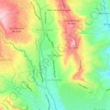 Mapa topográfico San Miguel, altitud, relieve