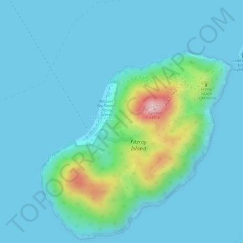 Mapa topográfico Fitzroy Island, altitud, relieve