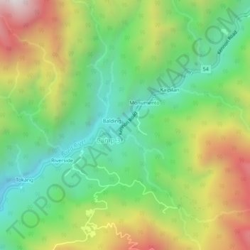 Mapa topográfico Buo, altitud, relieve