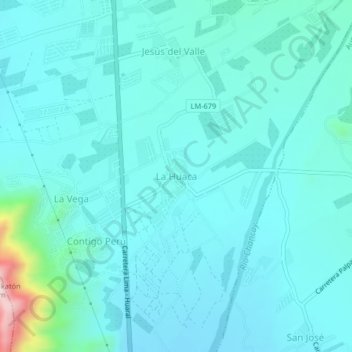Mapa topográfico La Huaca, altitud, relieve