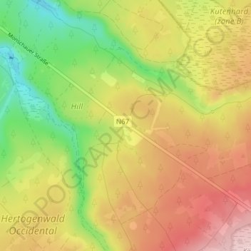 Mapa topográfico Ternell, altitud, relieve