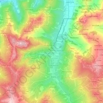 Mapa topográfico Fornazzo, altitud, relieve