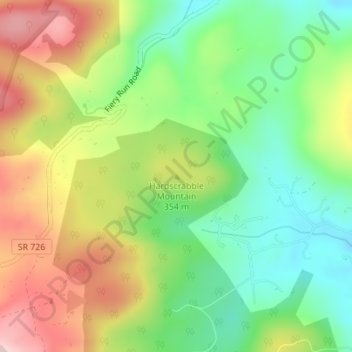 Mapa topográfico Hardscrabble Mountain, altitud, relieve