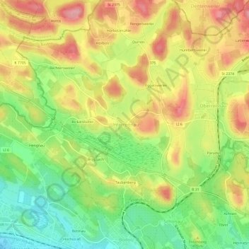 Mapa topográfico Unterreitnau, altitud, relieve