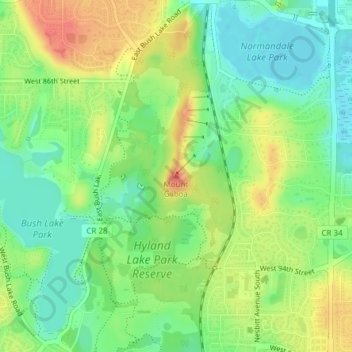 Mapa topográfico Mount Gilboa, altitud, relieve