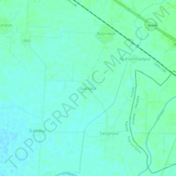 Mapa topográfico Gadapur, altitud, relieve