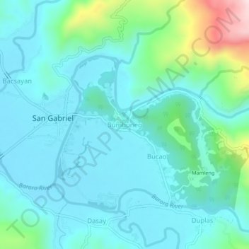 Mapa topográfico Bumbuneg, altitud, relieve