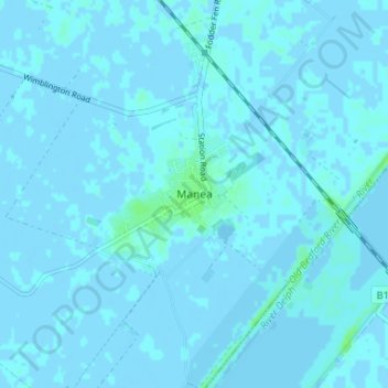 Mapa topográfico Manea, altitud, relieve