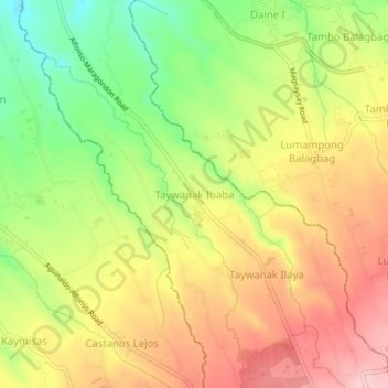 Mapa topográfico Taywanak Ibaba, altitud, relieve