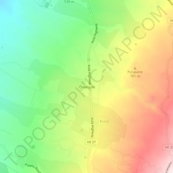 Mapa topográfico Omaopio, altitud, relieve