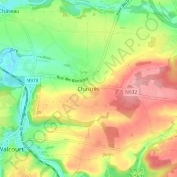 Mapa topográfico Chastrès, altitud, relieve