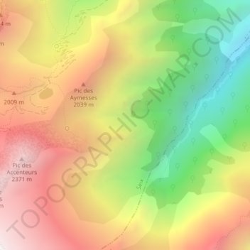 Mapa topográfico Sarrat de Réjau, altitud, relieve