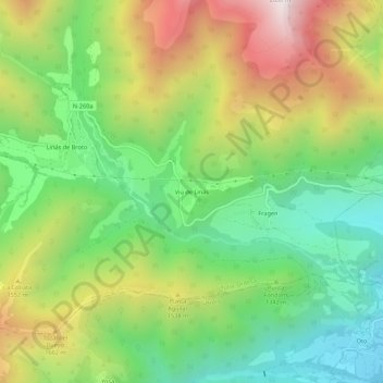 Mapa topográfico Viu de Linás, altitud, relieve