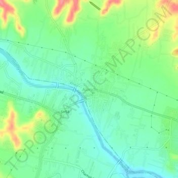 Mapa topográfico Alandi, altitud, relieve