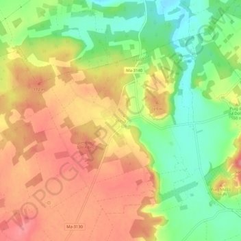 Mapa topográfico Pina, altitud, relieve
