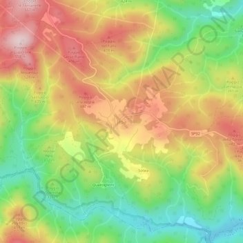 Mapa topográfico Iesa, altitud, relieve