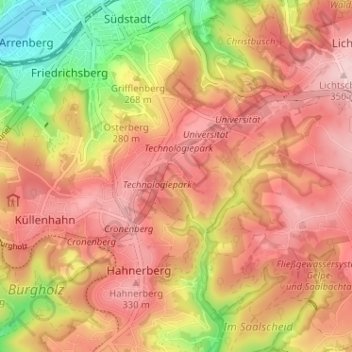 Mapa topográfico Eichholz, altitud, relieve