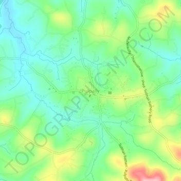 Mapa topográfico Pulpally, altitud, relieve