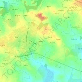 Mapa topográfico Beaujour, altitud, relieve