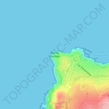 Mapa topográfico Punta Concón, altitud, relieve