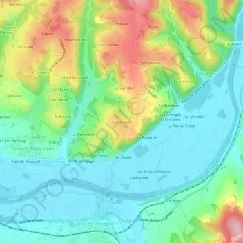 Mapa topográfico La Geneste, altitud, relieve