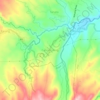 Mapa topográfico Cabog-cabog, altitud, relieve