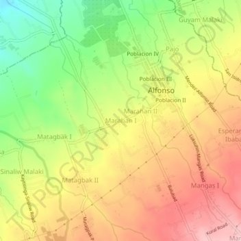 Mapa topográfico Marahan I, altitud, relieve