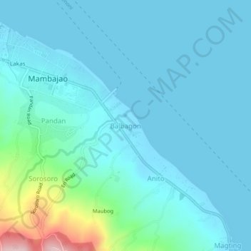 Mapa topográfico Balbagon, altitud, relieve