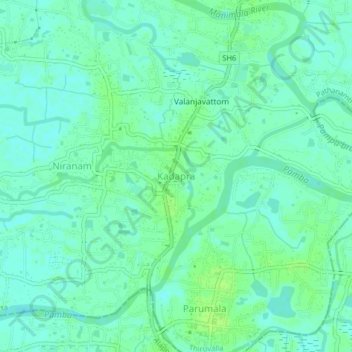 Mapa topográfico Kadapra, altitud, relieve