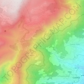 Mapa topográfico Rosa Negra, altitud, relieve