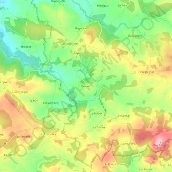 Mapa topográfico Mauloup, altitud, relieve