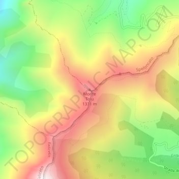 Mapa topográfico Monte Tolu, altitud, relieve