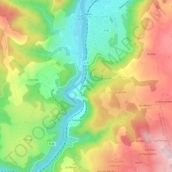 Mapa topográfico Tachon, altitud, relieve