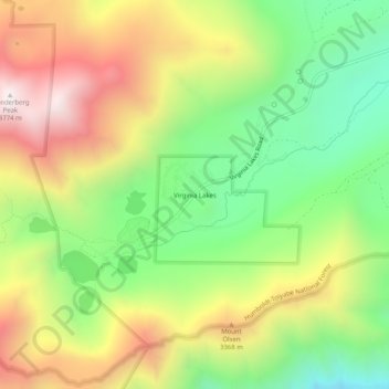 Mapa topográfico Virginia Lakes, altitud, relieve