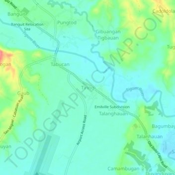 Mapa topográfico Tiring, altitud, relieve