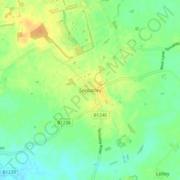 Mapa topográfico Sproatley, altitud, relieve