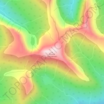 Mapa topográfico Mount Germansen, altitud, relieve