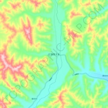Mapa topográfico Hongqiyingzi, altitud, relieve