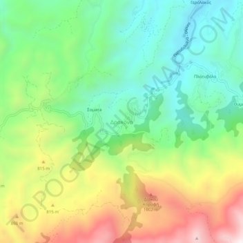 Mapa topográfico Drakona, altitud, relieve